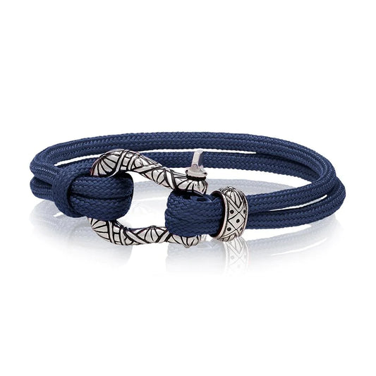 Navi & Silver Cord U Lock Clasp Bracelet