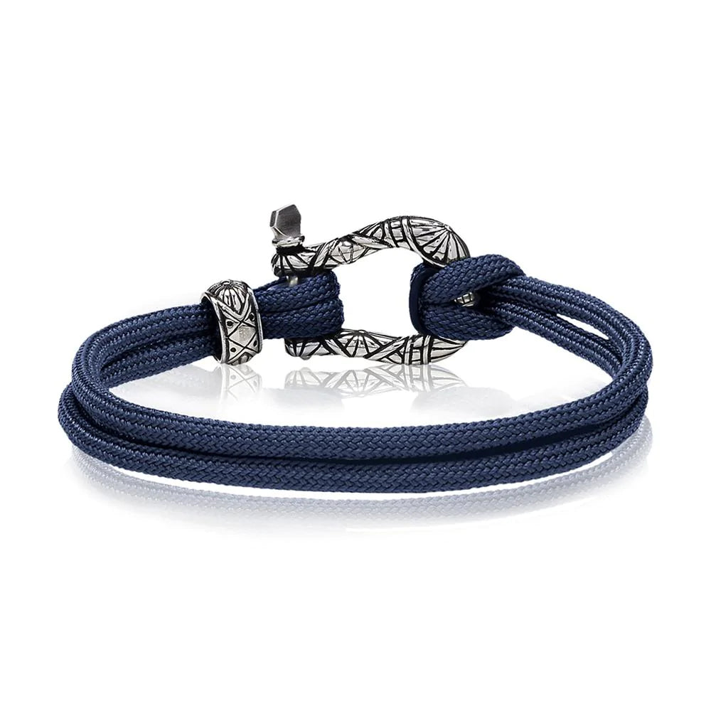 Navi & Silver Cord U Lock Clasp Bracelet