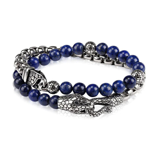 Lapis Blue Snake double Wrap Bracelet