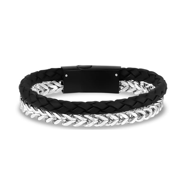Leather and Franco Link Bracelet
