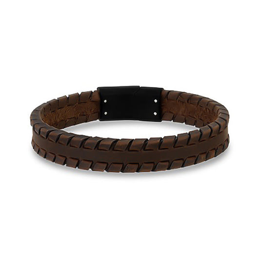 Brown Tire Track Leather Bracelet