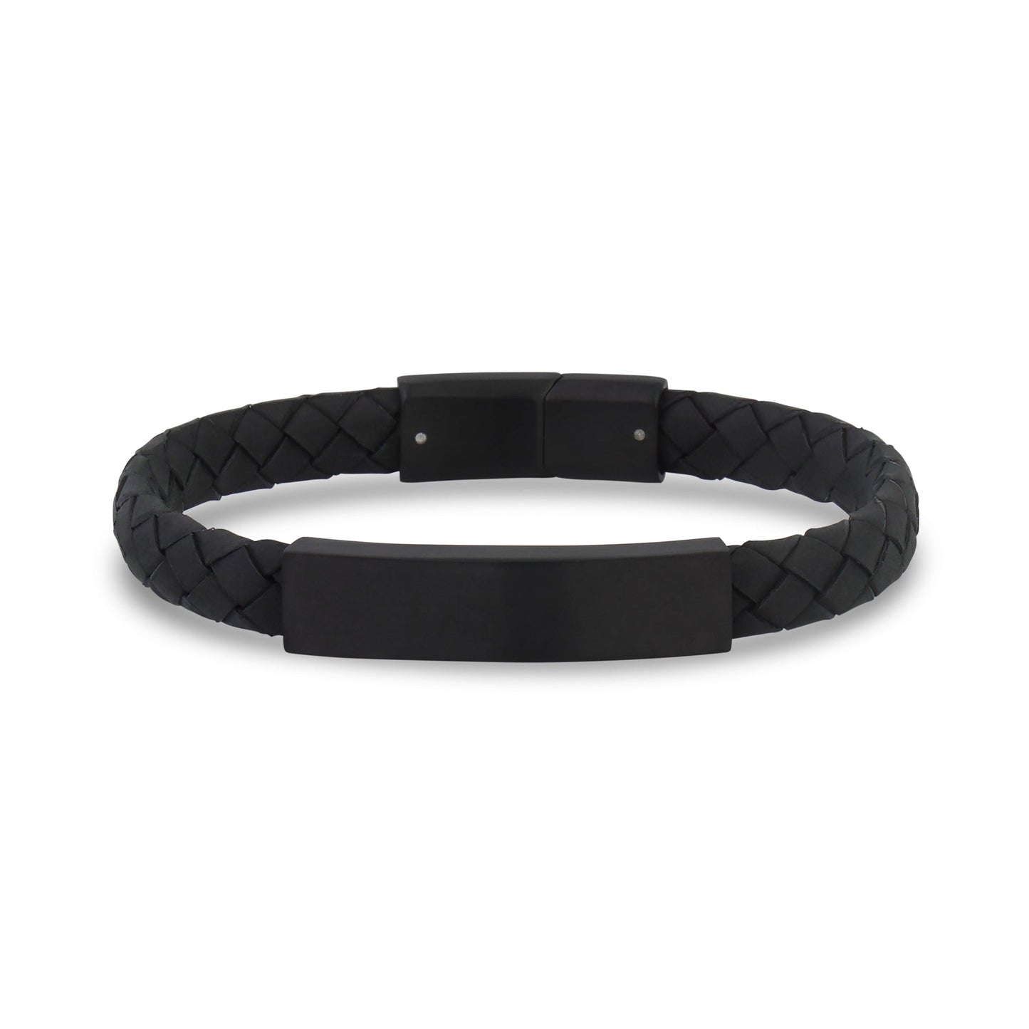Black Leather ID Bracelet