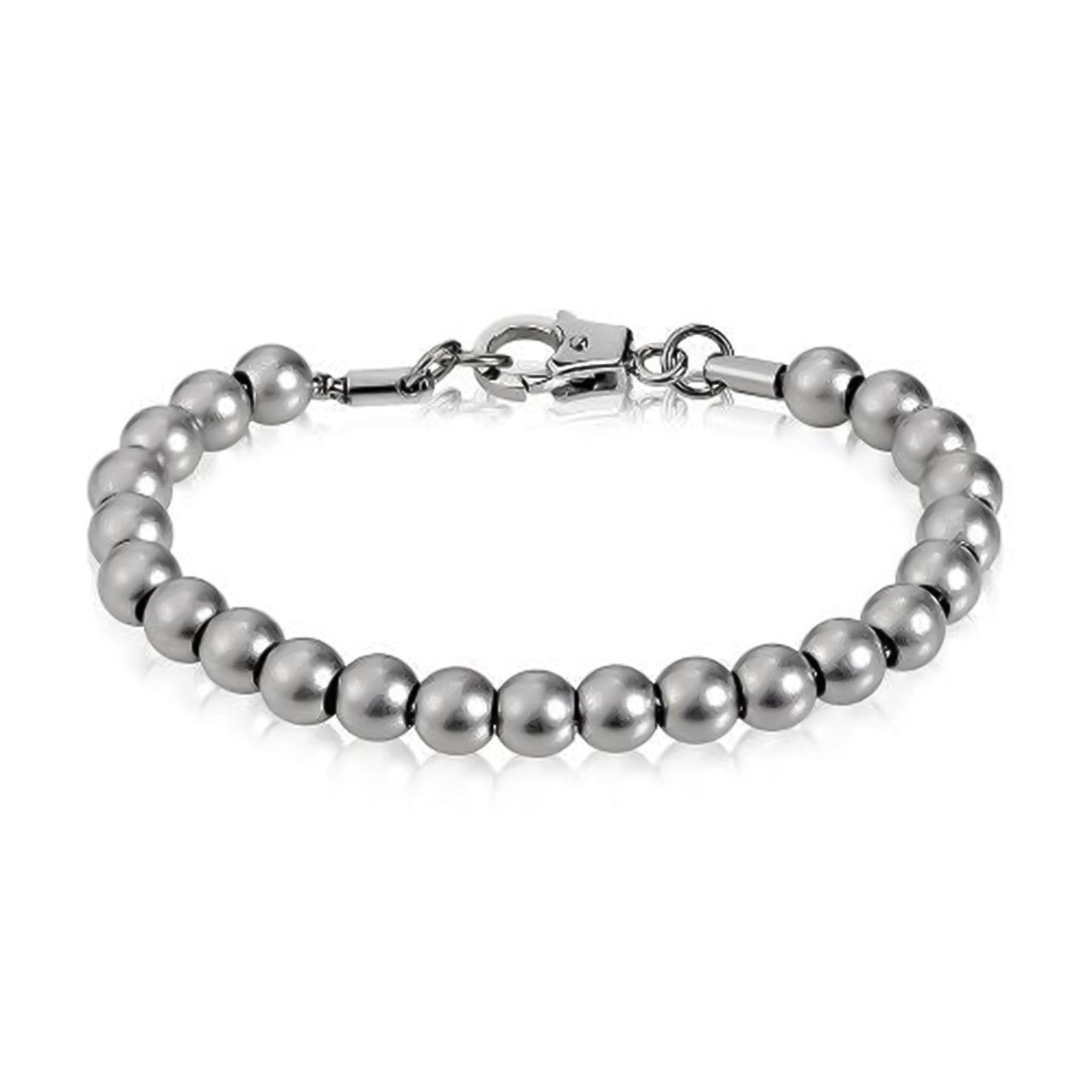 6mm Matte Silver Bead Tribal Bracelet