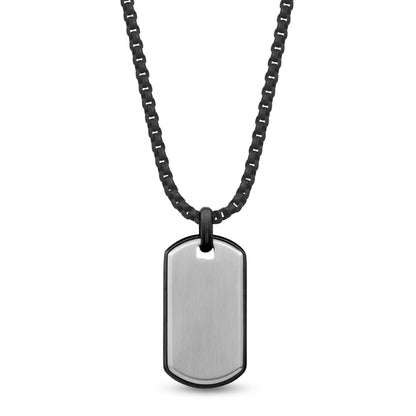 Black Trim Dog Tags Necklace 55cm