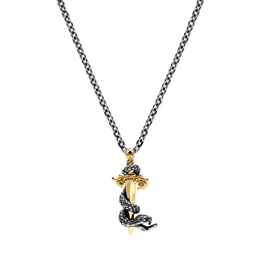 Snake & Sword Pendant Necklace 70cm