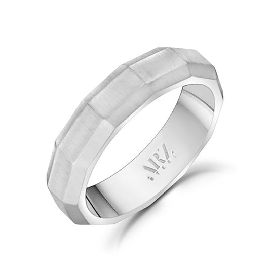 Matte Steel Faceted Stainless Steel Ring