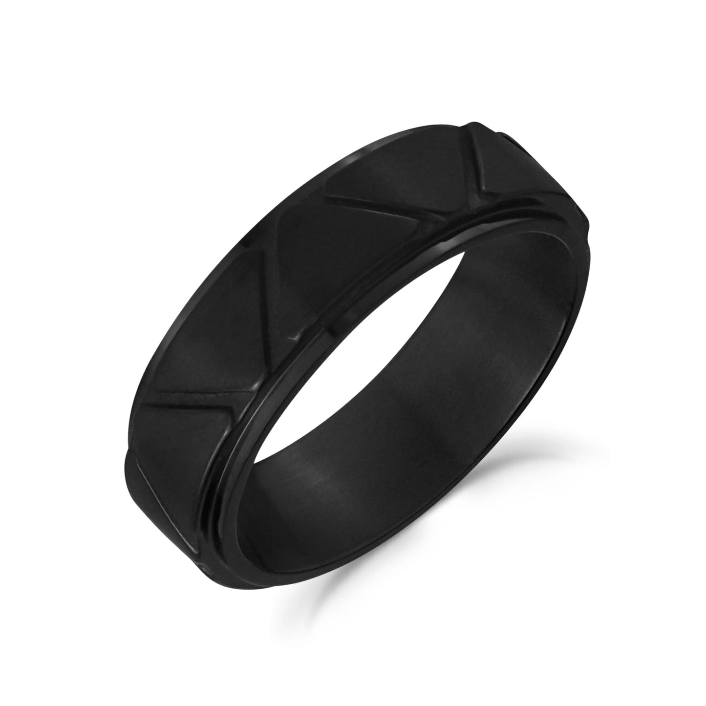 Black Triangle Design Stainless Steel Ring