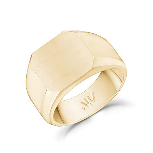 Engravable Gold Matte Signet Stainless Steel Ring
