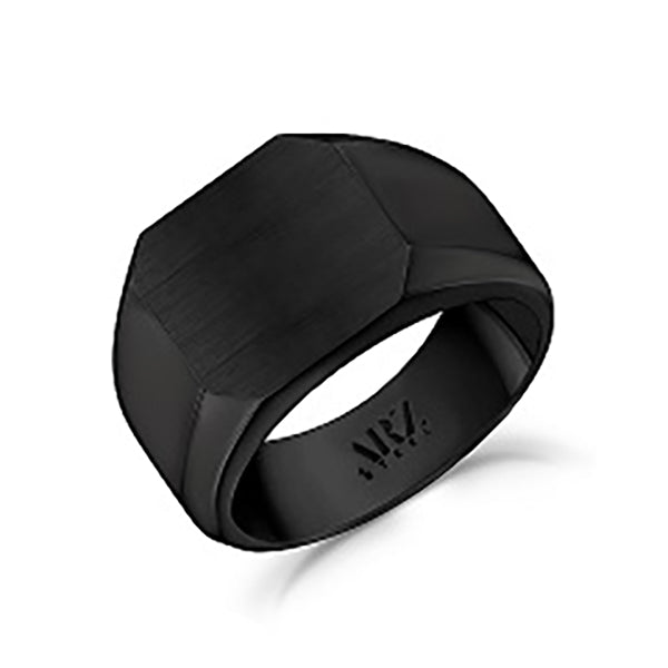 Engravable Black Matte Signet Stainless Steel Ring