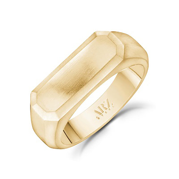 Engravable Matte Gold Rectangle Stainless Steel Ring