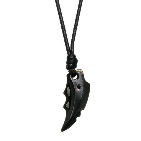 Black Brushed Steel Tooth Pendant on Leather Necklace 50cm